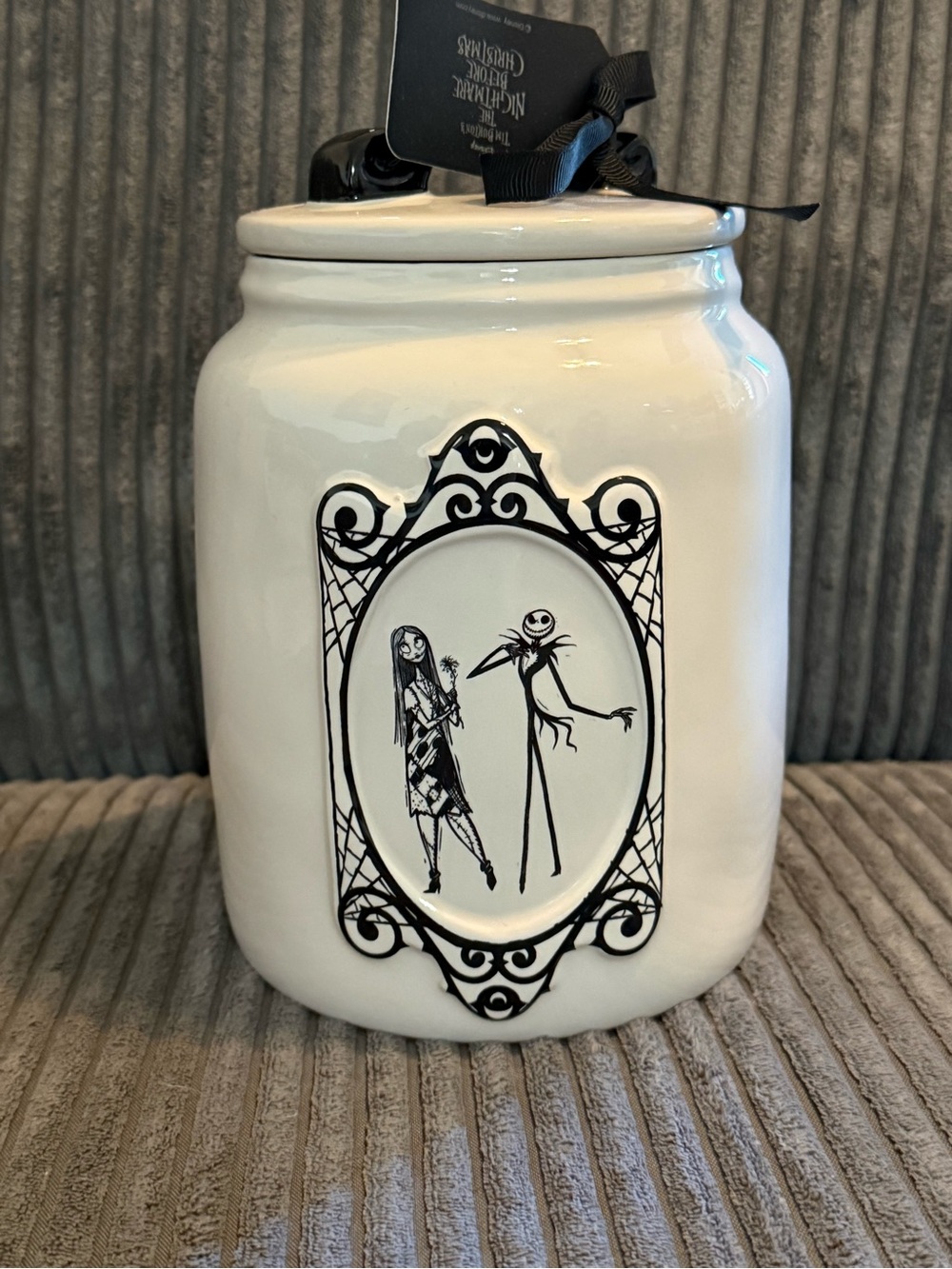 Rae Dunn x Nightmare Before Christmas White Jar w/ Lid- DEADLY NIGHTSHADE- NWT
